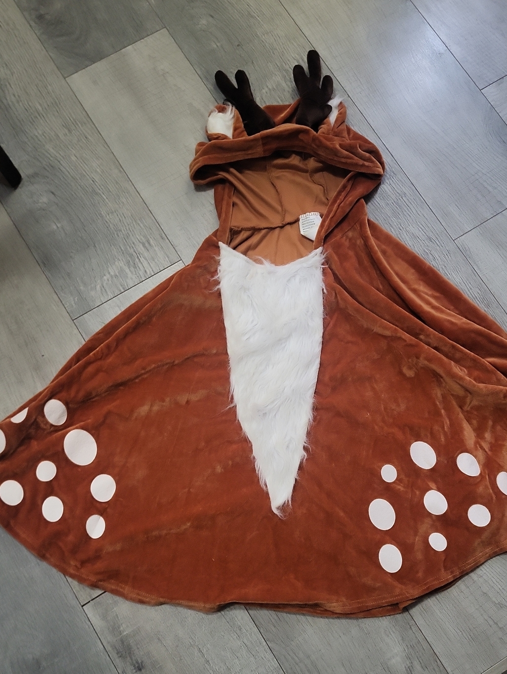 Brown Deer Hooded Costume Cape with White Chest